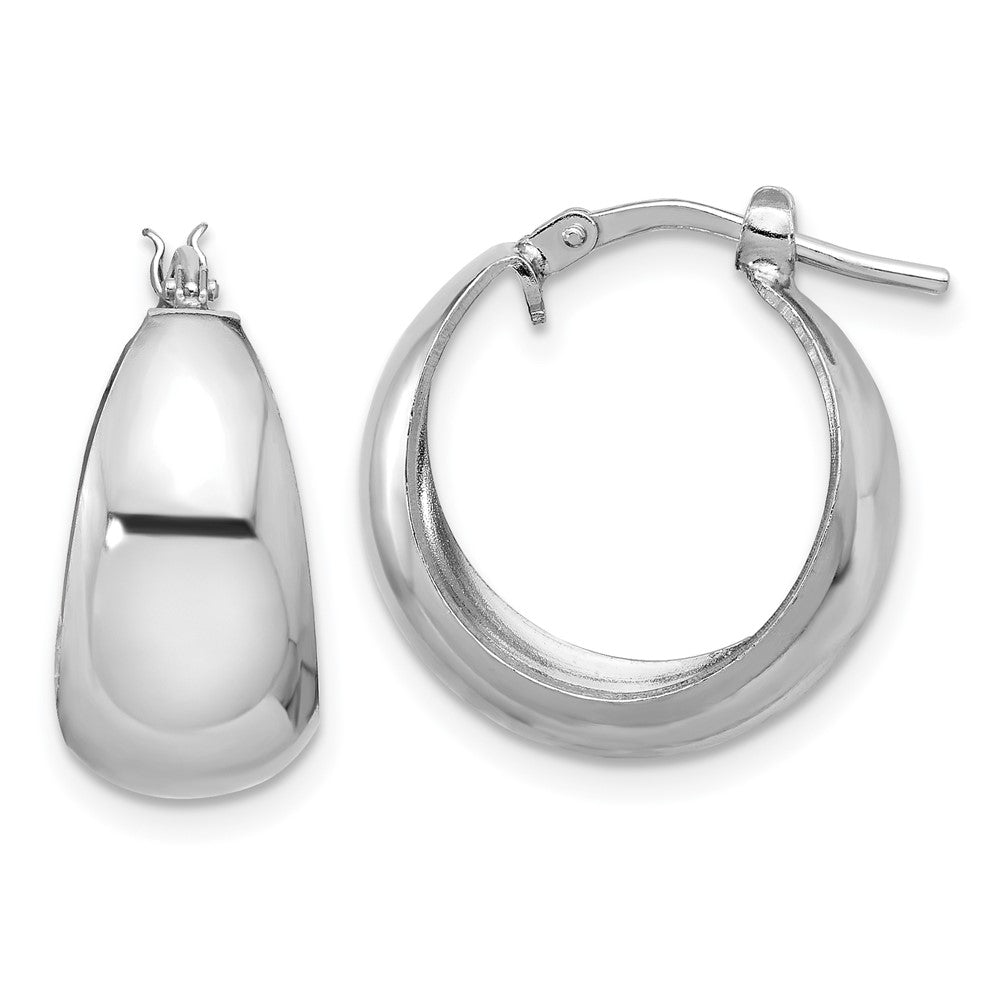 Rhodium-plated Sterling Silver Polished Graduated Hoop Earrings