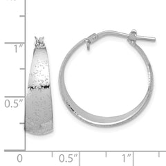 Rhodium-plated Sterling Silver Sparkle Texture Graduated Hoop Earrings