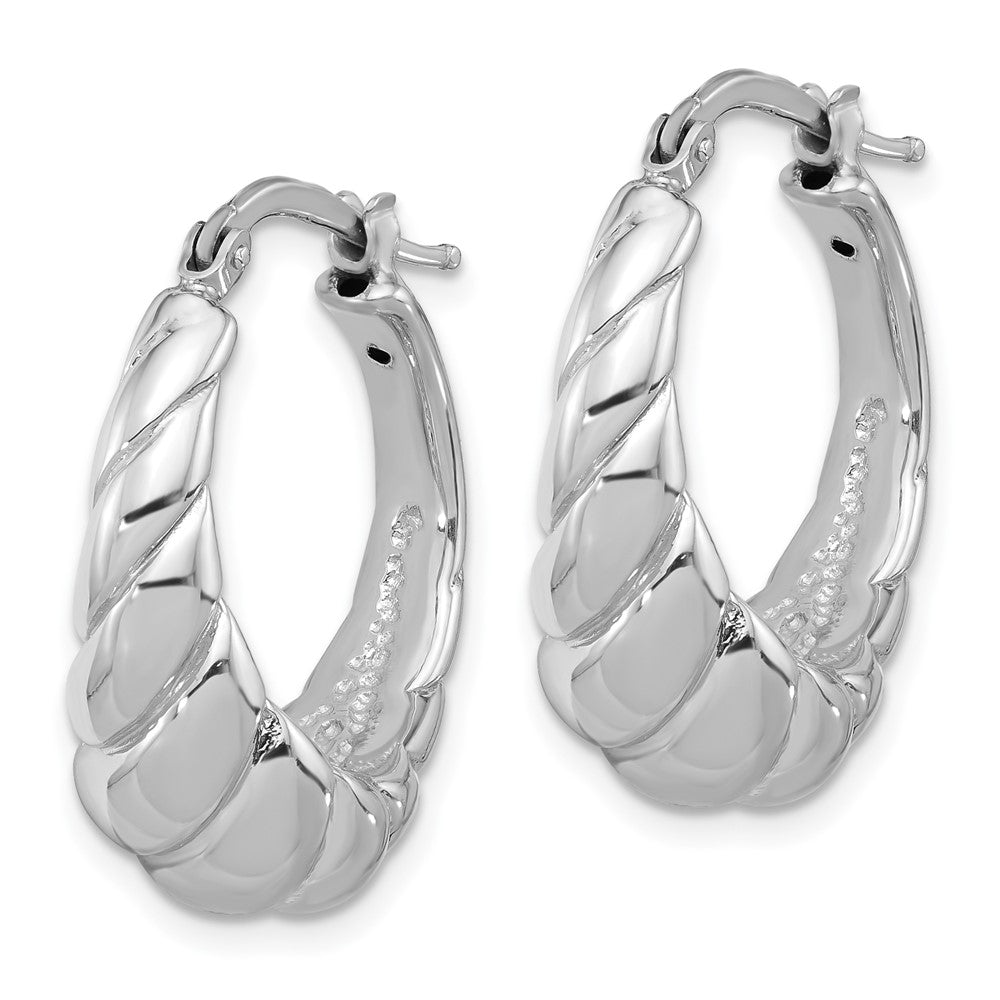 Rhodium-plated Sterling Silver Polished Hoop Earrings
