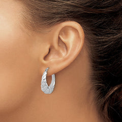 Rhodium-plated Sterling Silver Polished Hoop Earrings