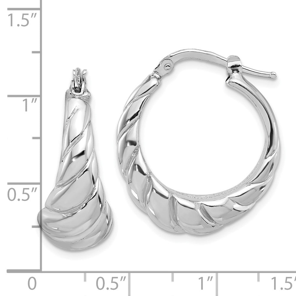 Rhodium-plated Sterling Silver Polished Hoop Earrings