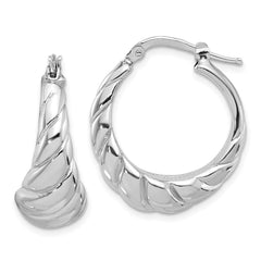 Rhodium-plated Sterling Silver Polished Hoop Earrings