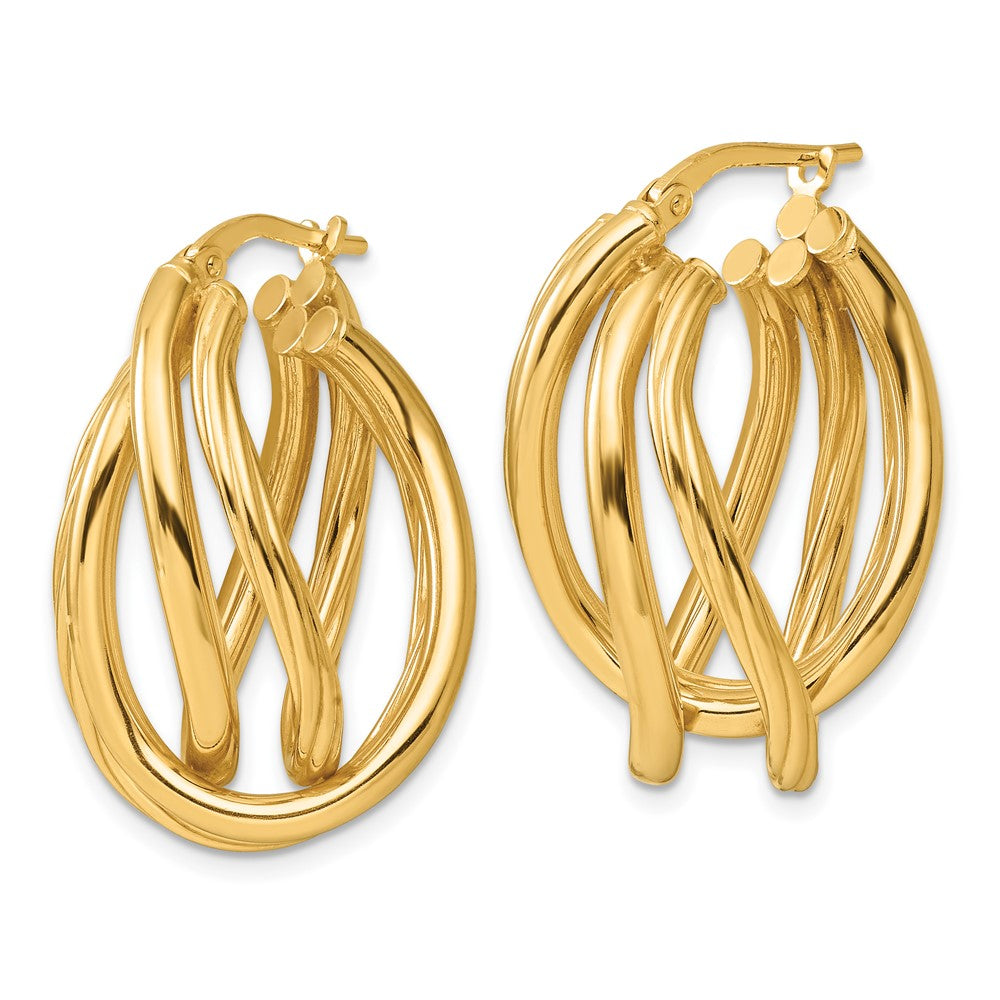 Yellow Gold-plated Sterling Silver Polished and Twisted Fancy Hoop Earrings