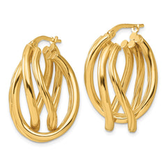 Yellow Gold-plated Sterling Silver Polished and Twisted Fancy Hoop Earrings