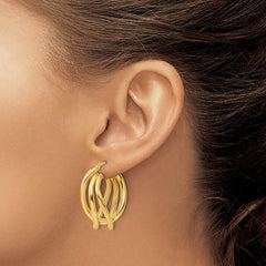 Yellow Gold-plated Sterling Silver Polished and Twisted Fancy Hoop Earrings