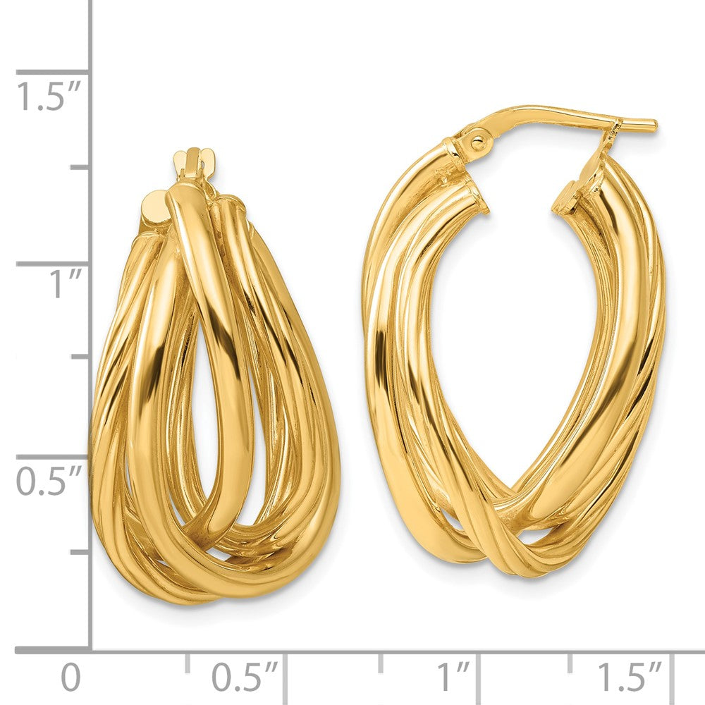 Yellow Gold-plated Sterling Silver Polished and Twisted Fancy Hoop Earrings