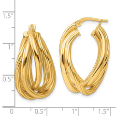 Yellow Gold-plated Sterling Silver Polished and Twisted Fancy Hoop Earrings