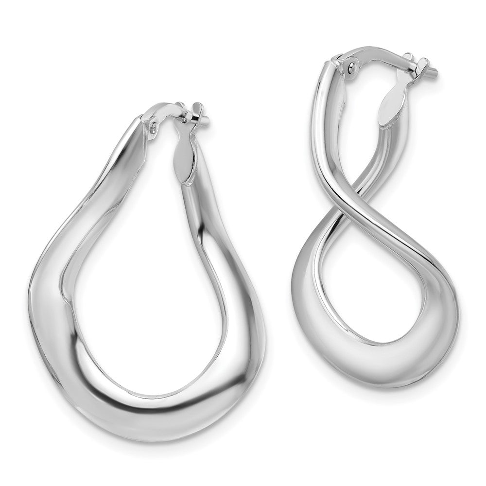 Rhodium-plated Sterling Silver Polished Oval Twisted Hoop Earrings