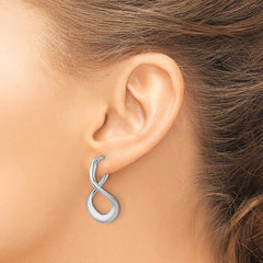 Rhodium-plated Sterling Silver Polished Oval Twisted Hoop Earrings