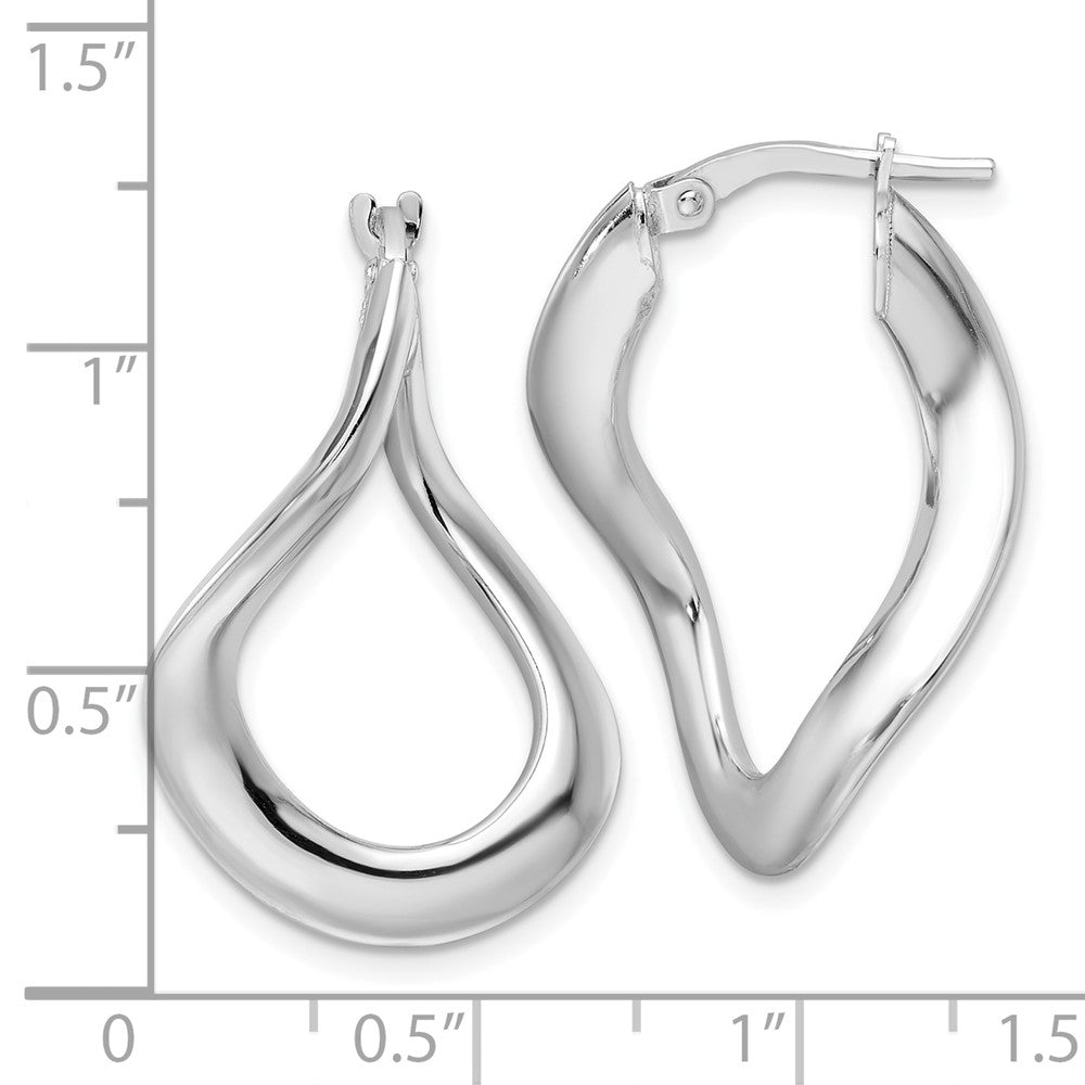 Rhodium-plated Sterling Silver Polished Oval Twisted Hoop Earrings