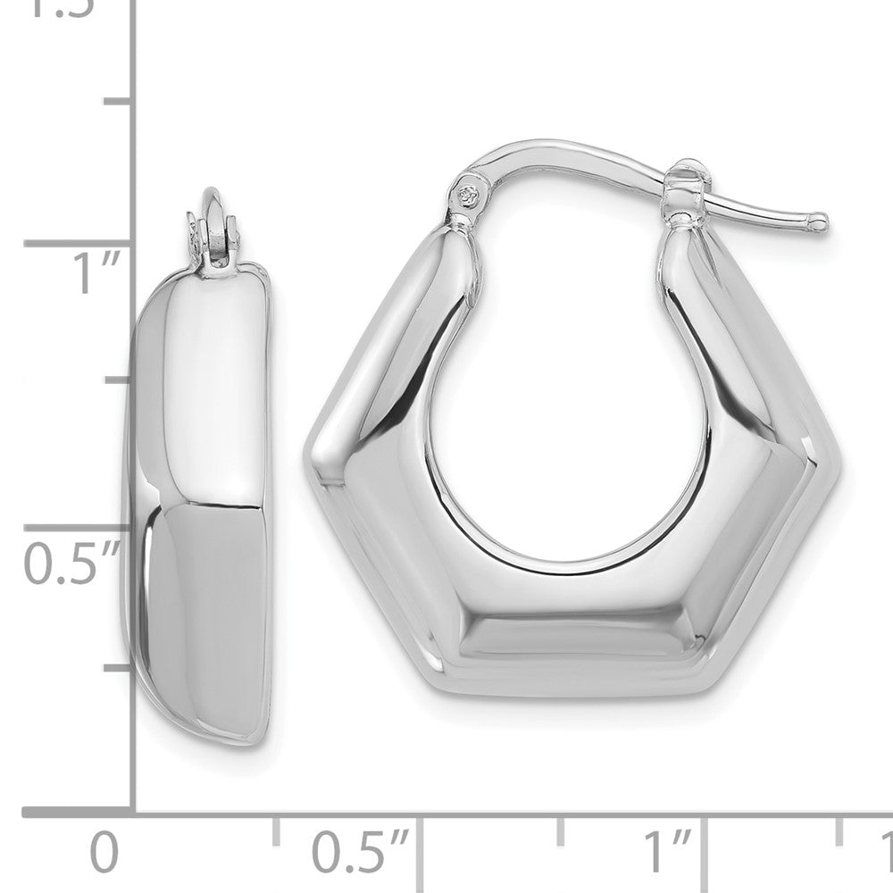 Rhodium-plated Sterling Silver Polished Hoop Earrings