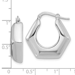 Rhodium-plated Sterling Silver Polished Hoop Earrings