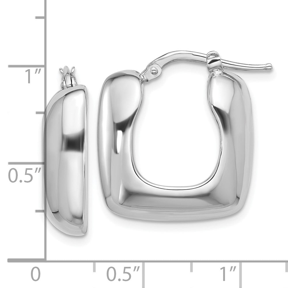 Rhodium-plated Sterling Silver Polished Square Hoop Earrings