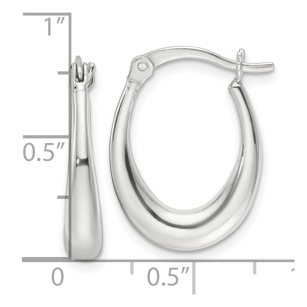 Sterling Silver Polished Oval Hoop Earrings