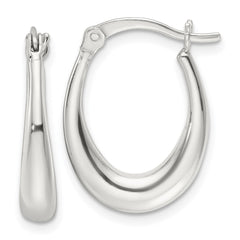 Sterling Silver Polished Oval Hoop Earrings