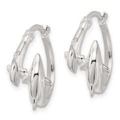 Sterling Silver Polished Dolphin Hoop Earrings