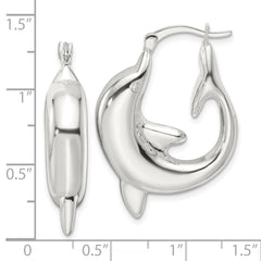 Sterling Silver Polished Dolphin Hoop Earrings