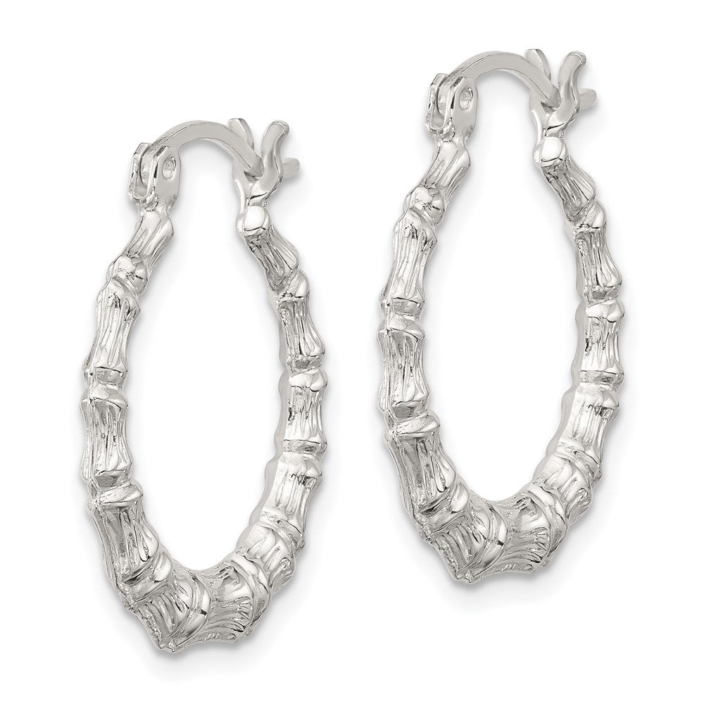 Sterling Silver Polished Bamboo Hoop Earrings