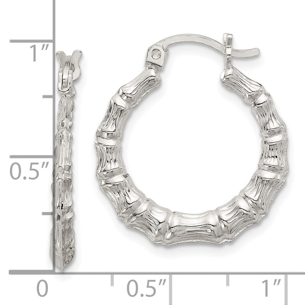 Sterling Silver Polished Bamboo Hoop Earrings