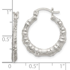 Sterling Silver Polished Bamboo Hoop Earrings