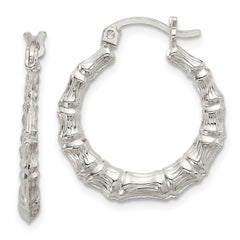 Sterling Silver Polished Bamboo Hoop Earrings