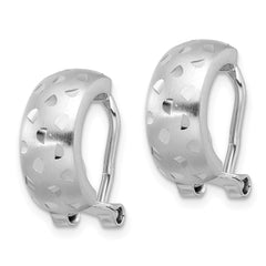 Rhodium-plated Sterling Silver Brushed Diamond-cut Non-pierced J-hoop Earrings