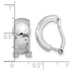 Rhodium-plated Sterling Silver Brushed Diamond-cut Non-pierced J-hoop Earrings