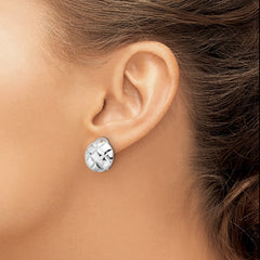 Rhodium-plated Sterling Silver Diamond-cut Non-pierced Earrings