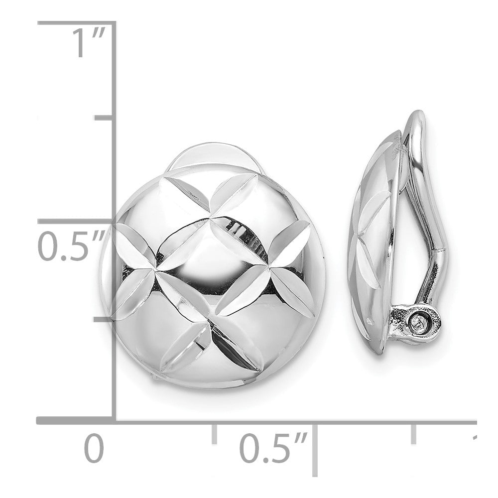 Rhodium-plated Sterling Silver Diamond-cut Non-pierced Earrings