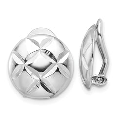 Rhodium-plated Sterling Silver Diamond-cut Non-pierced Earrings