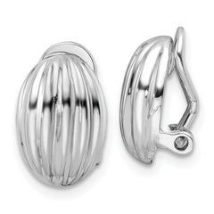 Rhodium-plated Sterling Silver Oval Non-pierced Earrings