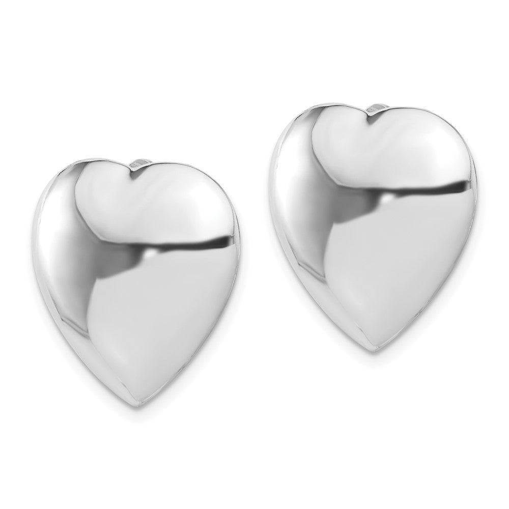 Rhodium-plated Sterling Silver Polished Heart Clip Non-pierced Earrings