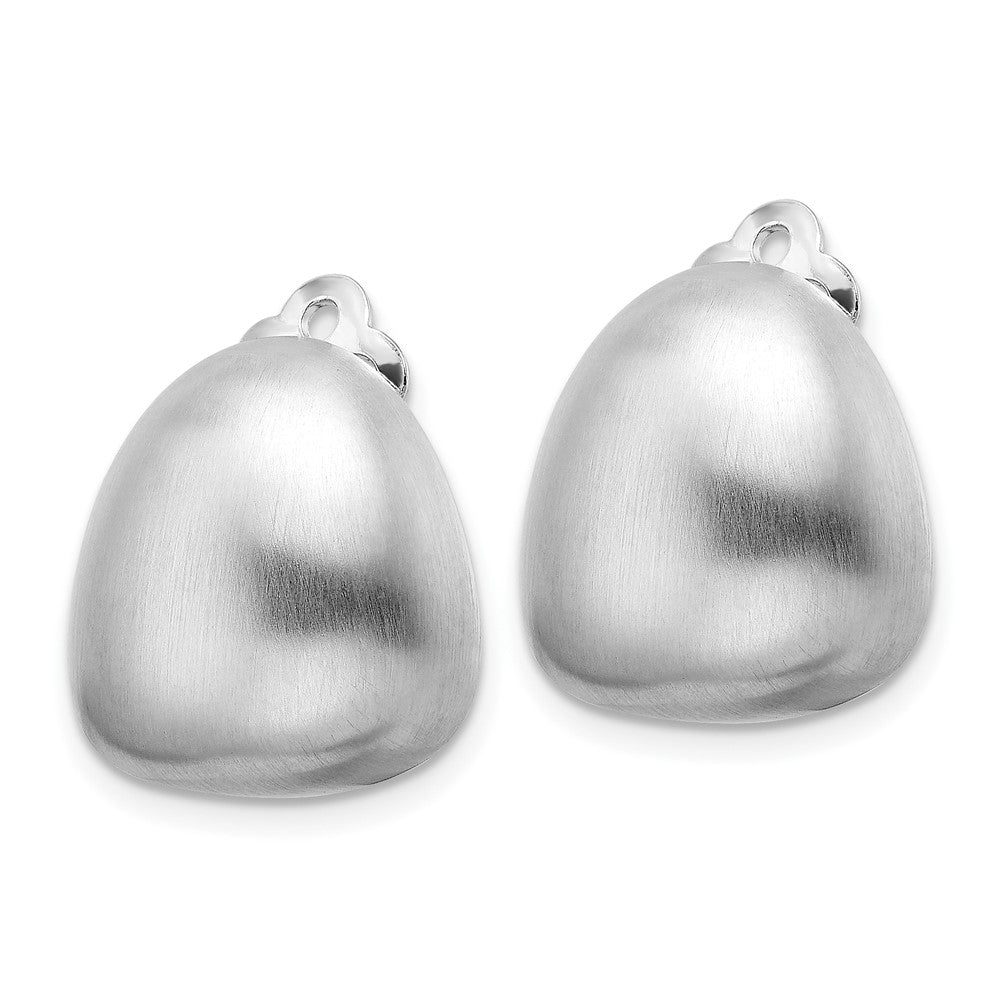 Rhodium-plated Sterling Silver Brushed Non-pierced Earrings