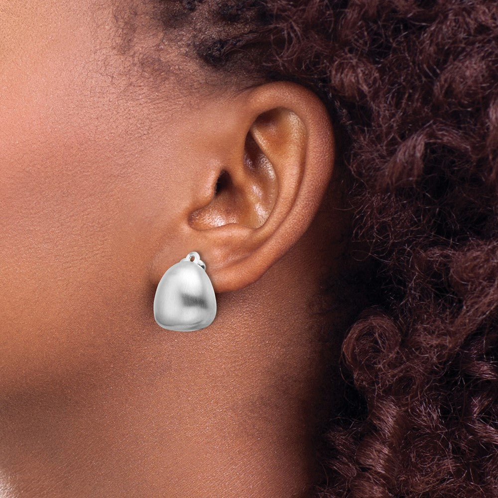 Rhodium-plated Sterling Silver Brushed Non-pierced Earrings