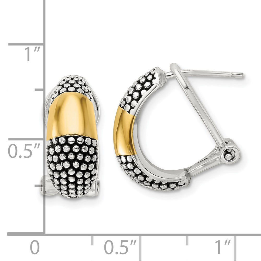 Yellow Gold-plated Sterling Silver Polished and Antiqued Omega Back Earrings