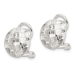 Sterling Silver Polished and Diamond-cut Circle Omega Back Post Earrings