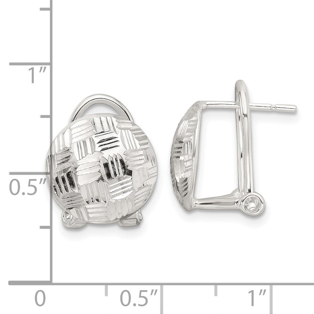 Sterling Silver Polished and Diamond-cut Circle Omega Back Post Earrings