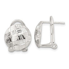 Sterling Silver Polished and Diamond-cut Circle Omega Back Post Earrings