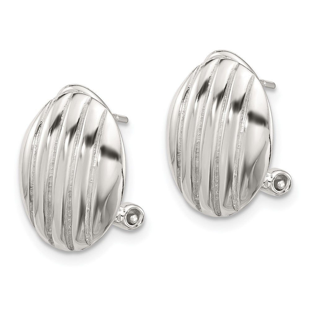 Sterling Silver Polished Oval Omega Back Earrings