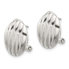 Sterling Silver Polished Oval Omega Back Earrings
