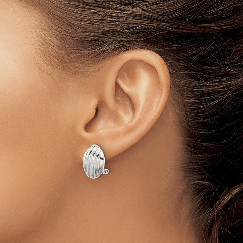 Sterling Silver Polished Oval Omega Back Earrings