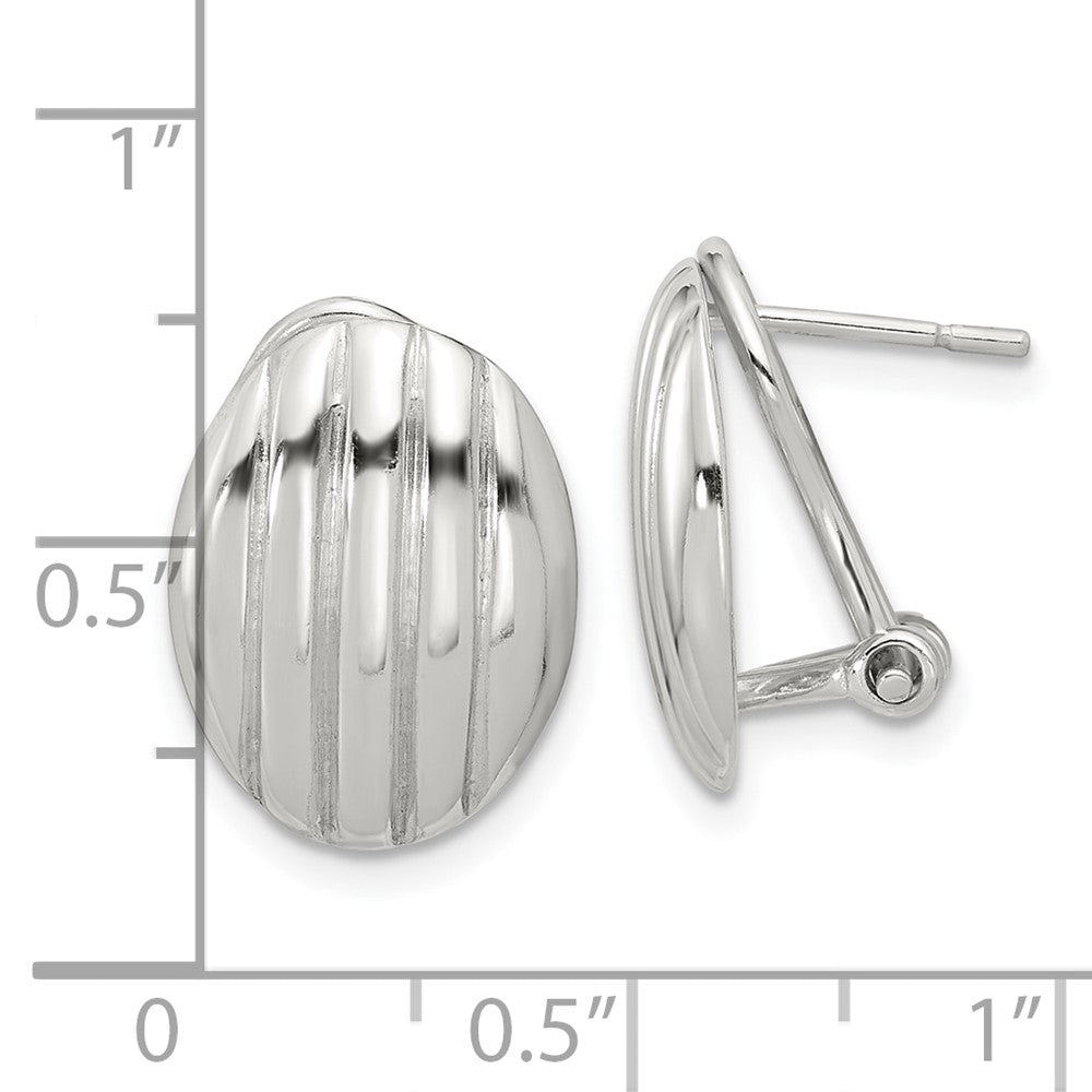 Sterling Silver Polished Oval Omega Back Earrings