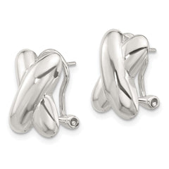 Sterling Silver Polished X Design Omega Back Earrings