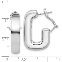 Rhodium-plated Sterling Silver Polished J-Hoop Omega Back Post Earrings