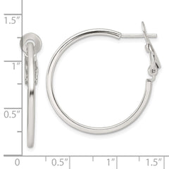 Sterling Silver Polished 1.75mm Square Tube Round Hoop Earrings