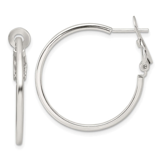 Sterling Silver Polished 1.75mm Square Tube Round Hoop Earrings