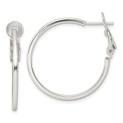 Sterling Silver Polished 1.75mm Square Tube Round Hoop Earrings