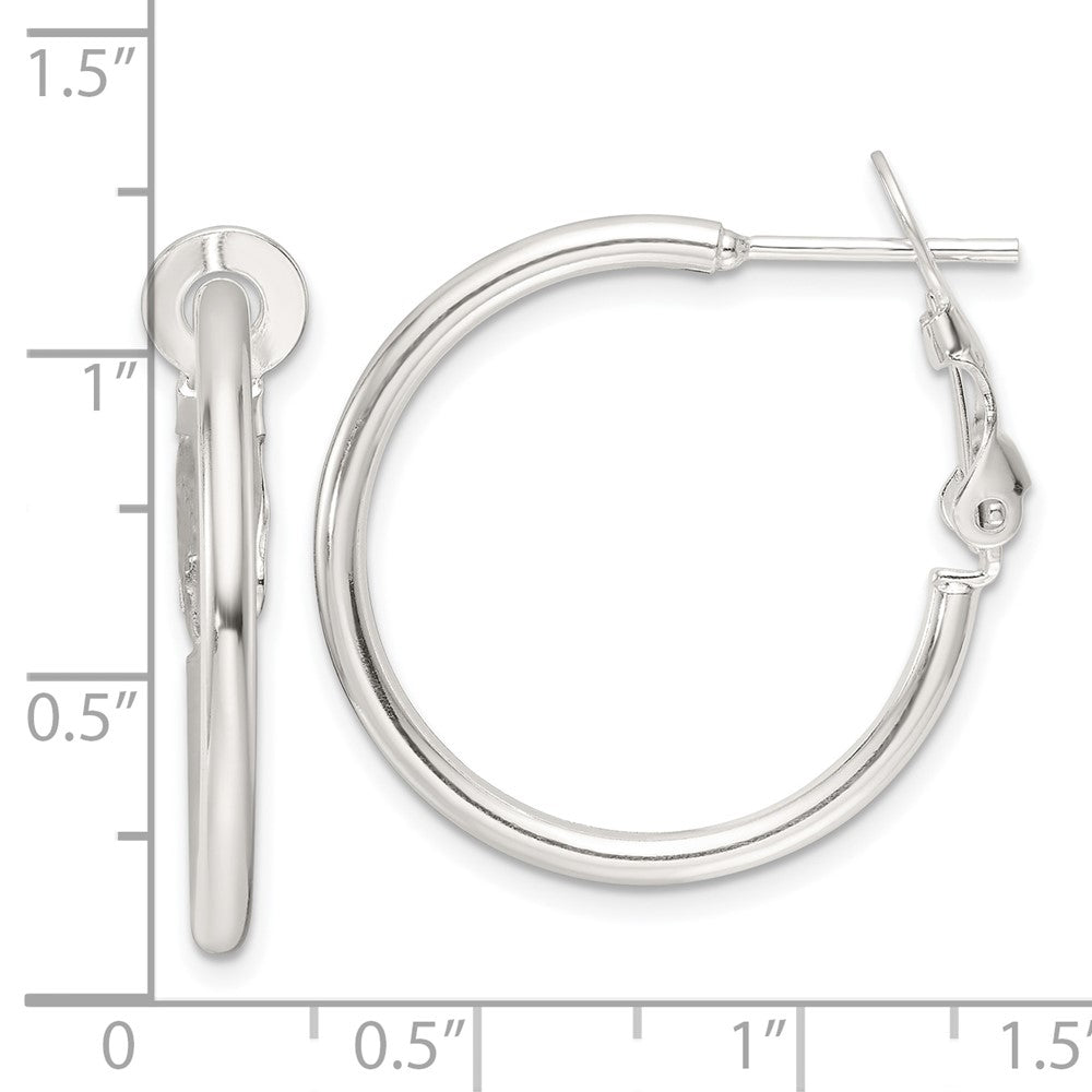 Sterling Silver Polished 2mm Round Hoop Earrings