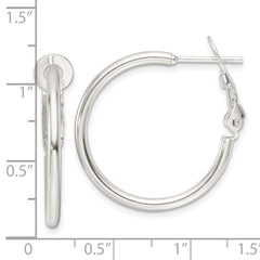 Sterling Silver Polished 2mm Round Hoop Earrings