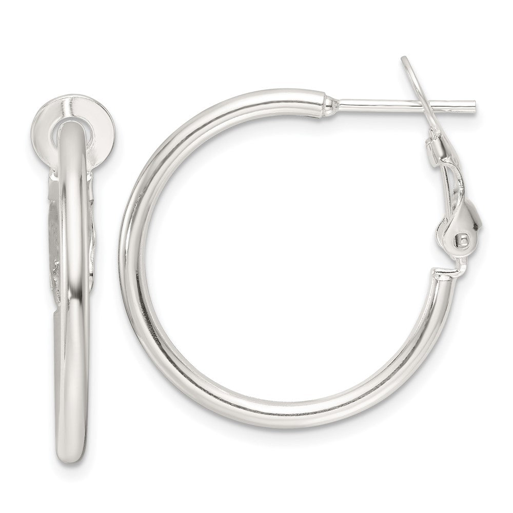Sterling Silver Polished 2mm Round Hoop Earrings